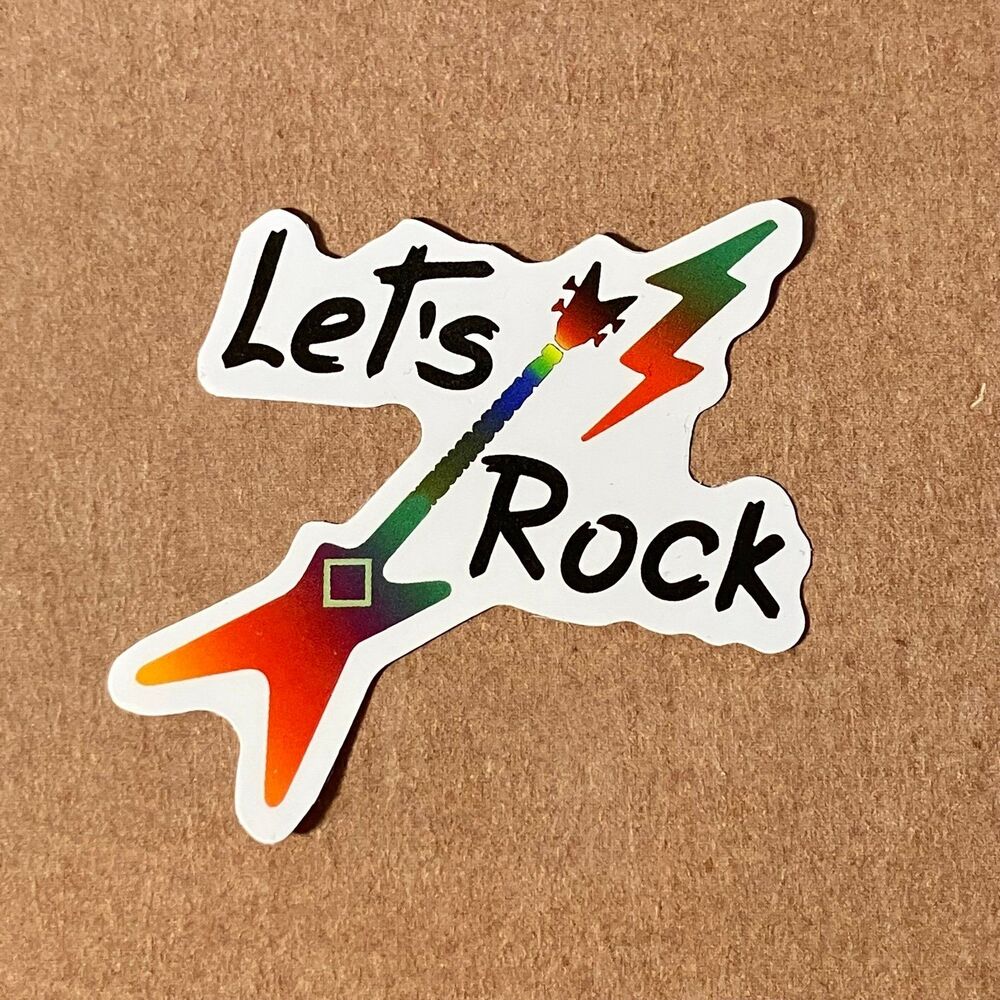 😍 10/$10 😍 Let’s Rock Flying V Guitar Sticker